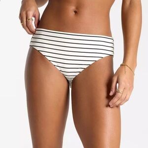CALIA by Carrie Underwood Striped Bikini Bottom - Coastal Stripe Ivory, M
